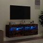 TV wall furniture LED lights 2 pcs smoked oak 60x30x40 cm by , TV Furniture - Ref: Foro24-837192, Price: 93,32 €, Discount: %