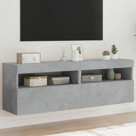 TV wall furniture LED lights 2 pcs concrete gray 60x30x40 cm by , TV Furniture - Ref: Foro24-837190, Price: 97,43 €, Discount: %