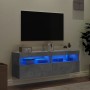 TV wall furniture LED lights 2 pcs concrete gray 60x30x40 cm by , TV Furniture - Ref: Foro24-837190, Price: 97,43 €, Discount: %