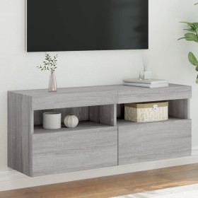 Wall-mounted TV cabinet with LED lights Sonoma gray 100x30x40 cm by , TV Furniture - Ref: Foro24-837216, Price: 57,67 €, Disc...