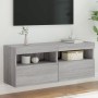 Wall-mounted TV cabinet with LED lights Sonoma gray 100x30x40 cm by , TV Furniture - Ref: Foro24-837216, Price: 57,60 €, Disc...