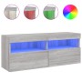 Wandmontierter TV-Schrank mit LED-Leuchten Sonomagrau 100x30x40 cm von , TV-Möbel - Ref: Foro24-837216, Preis: 57,67 €, Rabat...