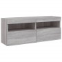 Wall-mounted TV cabinet with LED lights Sonoma gray 100x30x40 cm by , TV Furniture - Ref: Foro24-837216, Price: 57,60 €, Disc...