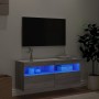 Wall-mounted TV cabinet with LED lights Sonoma gray 100x30x40 cm by , TV Furniture - Ref: Foro24-837216, Price: 57,60 €, Disc...