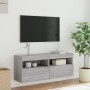 Wall-mounted TV cabinet with LED lights Sonoma gray 100x30x40 cm by , TV Furniture - Ref: Foro24-837216, Price: 57,60 €, Disc...