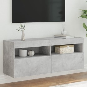 Mueble de TV de pared con luces LED gris hormigón 100x30x40 cm de , Muebles TV - Ref: Foro24-837214, Precio: 55,99 €, Descuen...