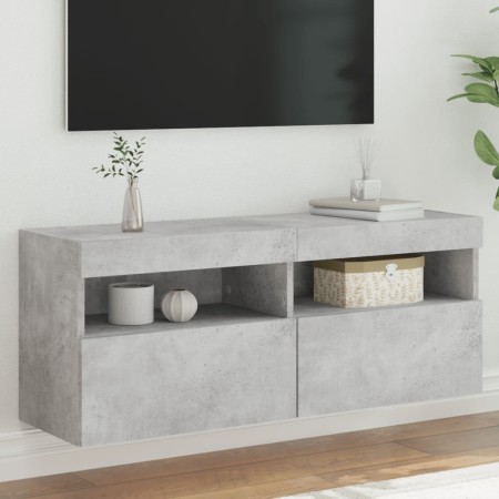 Wall-mounted TV cabinet with LED lights concrete gray 100x30x40 cm by , TV Furniture - Ref: Foro24-837214, Price: 59,71 €, Di...