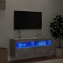 Wall-mounted TV cabinet with LED lights concrete gray 100x30x40 cm by , TV Furniture - Ref: Foro24-837214, Price: 59,71 €, Di...