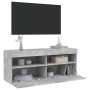 Wall-mounted TV cabinet with LED lights concrete gray 100x30x40 cm by , TV Furniture - Ref: Foro24-837214, Price: 59,71 €, Di...