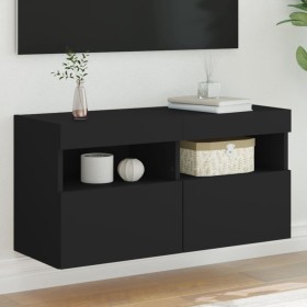 Mueble de TV de pared con luces LED negro 80x30x40 cm de , Muebles TV - Ref: Foro24-837199, Precio: 62,99 €, Descuento: %