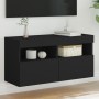 Wall-mounted TV cabinet with LED lights black 80x30x40 cm by , TV Furniture - Ref: Foro24-837199, Price: 63,34 €, Discount: %