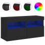 Wall-mounted TV cabinet with LED lights black 80x30x40 cm by , TV Furniture - Ref: Foro24-837199, Price: 63,34 €, Discount: %