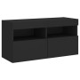 Wall-mounted TV cabinet with LED lights black 80x30x40 cm by , TV Furniture - Ref: Foro24-837199, Price: 63,34 €, Discount: %