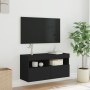 Wall-mounted TV cabinet with LED lights black 80x30x40 cm by , TV Furniture - Ref: Foro24-837199, Price: 63,34 €, Discount: %