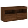 Wall-mounted TV cabinet with LED lights brown oak 80x30x40 cm by , TV Furniture - Ref: Foro24-837209, Price: 60,48 €, Discoun...