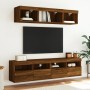 Wall-mounted TV cabinet with LED lights brown oak 80x30x40 cm by , TV Furniture - Ref: Foro24-837209, Price: 60,48 €, Discoun...