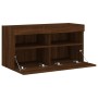 Wall-mounted TV cabinet with LED lights brown oak 80x30x40 cm by , TV Furniture - Ref: Foro24-837209, Price: 60,48 €, Discoun...