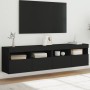 Wall TV cabinets with LED lights 2 pcs black 80x30x40 cm by , TV Furniture - Ref: Foro24-837200, Price: 108,99 €, Discount: %