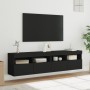 Wall TV cabinets with LED lights 2 pcs black 80x30x40 cm by , TV Furniture - Ref: Foro24-837200, Price: 108,99 €, Discount: %