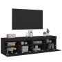 Wall TV cabinets with LED lights 2 pcs black 80x30x40 cm by , TV Furniture - Ref: Foro24-837200, Price: 108,99 €, Discount: %