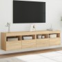 Muebles de TV de pared luces LED 2 uds roble Sonoma 80x30x40 cm de , Muebles TV - Ref: Foro24-837202, Precio: 110,99 €, Descu...