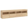 TV cabinet wall LED lights 2 pcs Sonoma Oak 80x30x40 cm by , TV Furniture - Ref: Foro24-837202, Price: 107,99 €, Discount: %