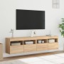 Muebles de TV de pared luces LED 2 uds roble Sonoma 80x30x40 cm de , Muebles TV - Ref: Foro24-837202, Precio: 110,99 €, Descu...