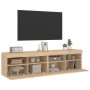 Muebles de TV de pared luces LED 2 uds roble Sonoma 80x30x40 cm de , Muebles TV - Ref: Foro24-837202, Precio: 110,99 €, Descu...