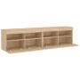 TV cabinet wall LED lights 2 pcs Sonoma Oak 80x30x40 cm by , TV Furniture - Ref: Foro24-837202, Price: 107,99 €, Discount: %