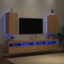 TV cabinet wall LED lights 2 pcs Sonoma Oak 30.5x35x70 cm by , TV Furniture - Ref: Foro24-837237, Price: 89,76 €, Discount: %