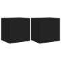 Wall TV cabinets with LED lights 2 pcs black 40.5x35x40 cm by , TV Furniture - Ref: Foro24-837249, Price: 72,47 €, Discount: %