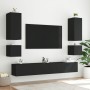 Wall TV cabinets with LED lights 2 pcs black 40.5x35x40 cm by , TV Furniture - Ref: Foro24-837249, Price: 72,47 €, Discount: %