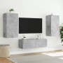 Wall-mounted TV cabinet with LED lights concrete gray 40.5x35x80 cm by , TV Furniture - Ref: Foro24-837263, Price: 58,59 €, D...