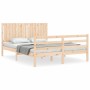 Estructura de cama de matrimonio con cabecero madera maciza de , Camas y somieres - Ref: Foro24-3194771, Precio: 160,26 €, De...