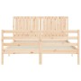 Double bed frame with solid wood headboard by , Beds and slatted bases - Ref: Foro24-3194771, Price: 160,99 €, Discount: %