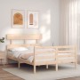 Estructura de cama con cabecero madera maciza 140x190 cm de , Camas y somieres - Ref: Foro24-3195071, Precio: 113,70 €, Descu...