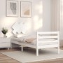 Estructura de cama individual con cabecero madera maciza blanco de , Camas y somieres - Ref: Foro24-3195247, Precio: 94,46 €,...