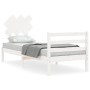 Estructura de cama individual con cabecero madera maciza blanco de , Camas y somieres - Ref: Foro24-3195247, Precio: 94,46 €,...