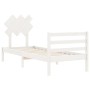 Estructura de cama individual con cabecero madera maciza blanco de , Camas y somieres - Ref: Foro24-3195247, Precio: 94,46 €,...