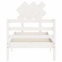 Estructura de cama individual con cabecero madera maciza blanco de , Camas y somieres - Ref: Foro24-3195247, Precio: 94,46 €,...