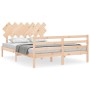 Bed frame with solid wood headboard 140x190 cm by , Beds and slatted bases - Ref: Foro24-3195266, Price: 119,39 €, Discount: %