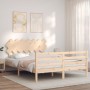 Bed frame with solid wood headboard 140x190 cm by , Beds and slatted bases - Ref: Foro24-3195266, Price: 119,39 €, Discount: %