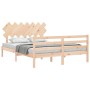 Bed frame with solid wood headboard 140x190 cm by , Beds and slatted bases - Ref: Foro24-3195266, Price: 119,39 €, Discount: %