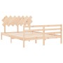 Bed frame with solid wood headboard 140x190 cm by , Beds and slatted bases - Ref: Foro24-3195266, Price: 119,39 €, Discount: %