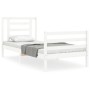 Single bed frame with white solid wood headboard by , Beds and slatted bases - Ref: Foro24-3194662, Price: 101,47 €, Discount: %