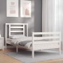 Single bed frame with white solid wood headboard by , Beds and slatted bases - Ref: Foro24-3194662, Price: 101,47 €, Discount: %