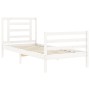 Single bed frame with white solid wood headboard by , Beds and slatted bases - Ref: Foro24-3194662, Price: 101,47 €, Discount: %