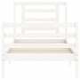 Single bed frame with white solid wood headboard by , Beds and slatted bases - Ref: Foro24-3194662, Price: 101,47 €, Discount: %