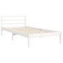 Single bed frame with white solid wood headboard by , Beds and slatted bases - Ref: Foro24-3194662, Price: 101,47 €, Discount: %