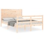 Bed frame with solid wood headboard 140x200 cm by , Beds and slatted bases - Ref: Foro24-3194636, Price: 156,61 €, Discount: %